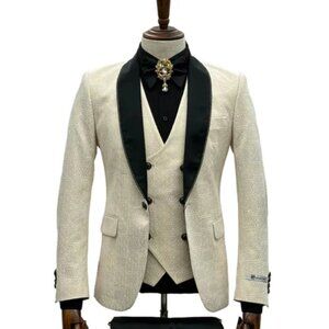 Ivory Tuxedo - Cream Wedding Suit - Off White Groom Suit